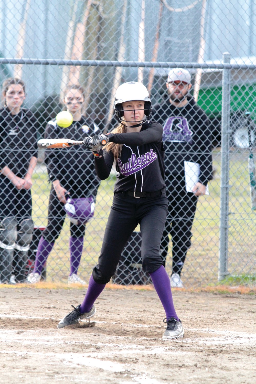 Emery Reimann takes a swing during the Rangers’ opening-day win over the Darrington Loggers. Leader photo by Brian Kelly